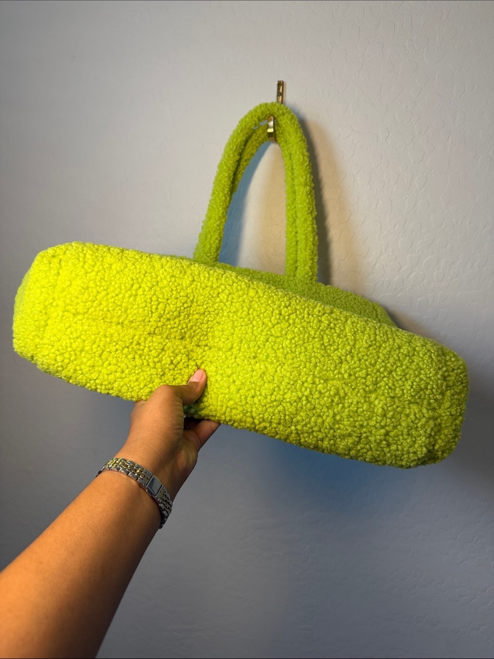NWOT UGG Adrina Shopper Tote Lime Green Faux Sherling Sherpa - Picture 6 of 6